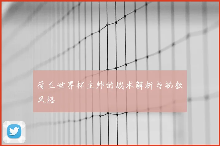 荷兰世界杯主帅的战术解析与执教风格